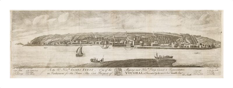 [Luckombe, Large Illustration of Youghal in the 18th century: “‘To the Right Hon