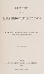 Maine, Lectures on the Early History of Institutions.
