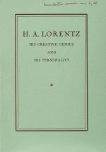 Einstein, Albert / Lorentz, H.A. / [Holton, Gerard] - H.A.Lorentz - His Creative Genius and His Personality.