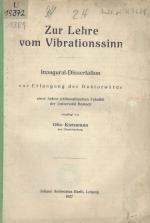 Kietzmann, Zur Lehre vom Vibrationssinn.