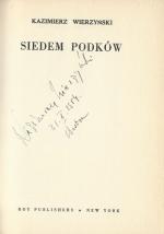 Wierzynski, Siedem Podkow. [Signed by Wierzynski]
