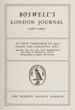 Boswell, Boswell's London Journal 1762 - 1763.