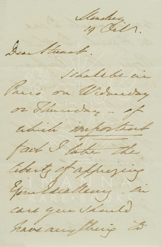 Stuart de Rothesay, Original, unpublished letter by British official,