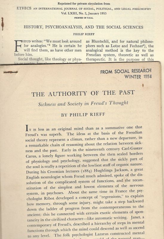 1. History, Psychoanalysis and the Social Sciences (1953) / 2. The Authority of the Past