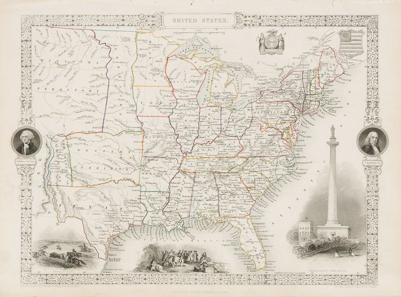 Tallis, United States [of America] with Vignettes and illustrations of the Buffa