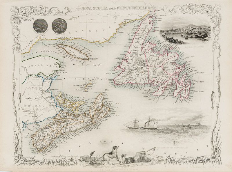 Tallis, Nova Scotia and Newfoundland with Vignettes and illustrations of Halifax