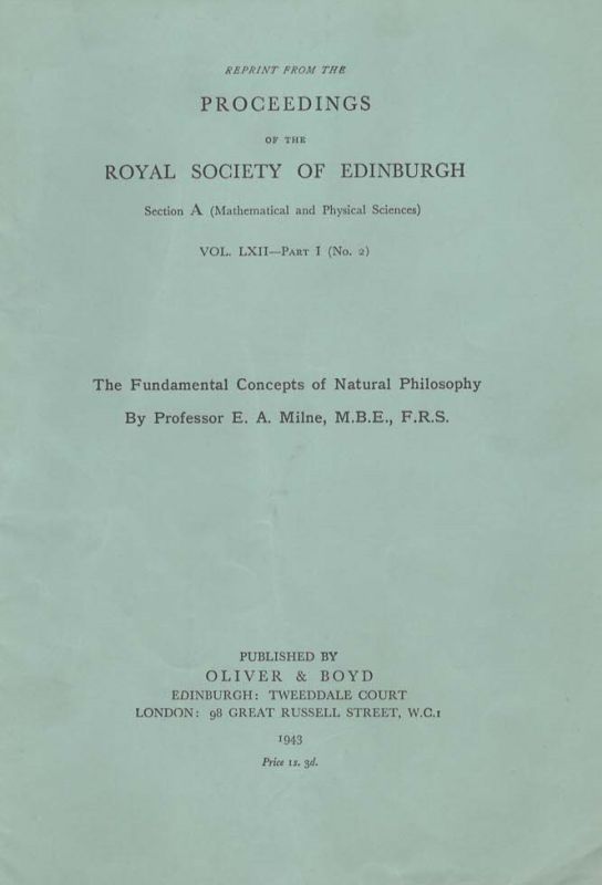 Edard Arthur Milne, The Fundamental Concepts of Natural Philosophy.