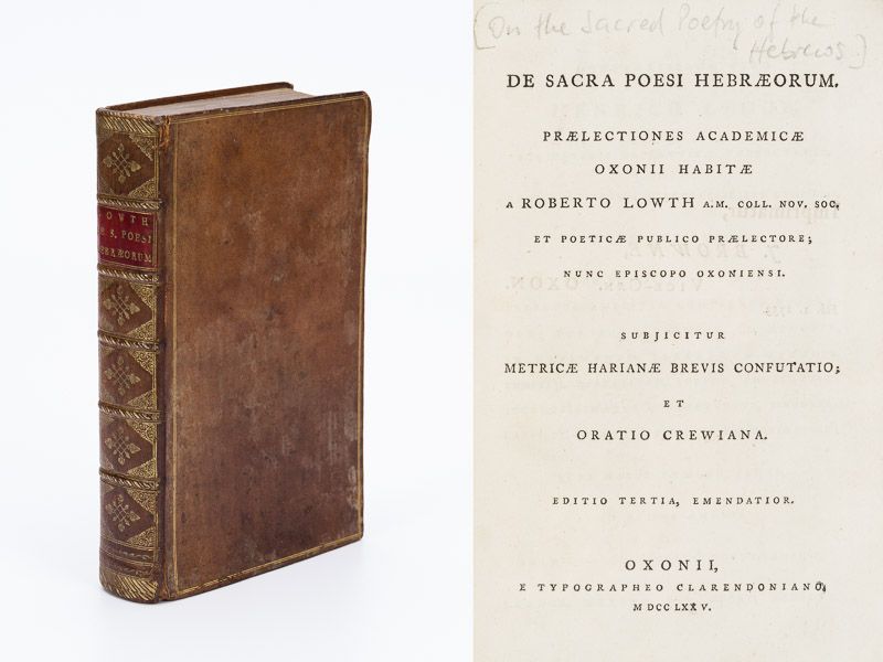 Lowth, [On the Sacred Poetry of the Hebrews] De Sacra Poesi Hebræorum : Prælecti