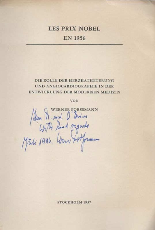 Forssmann, Collection of important offprints and publications by Nobel Laureate