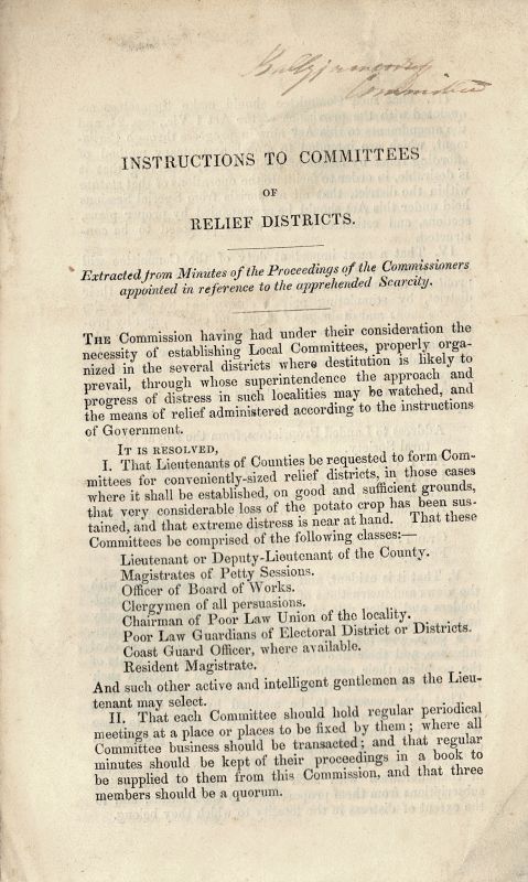 Kennedy, Instructions to Committees of Relief Districts – Extracted from Minutes