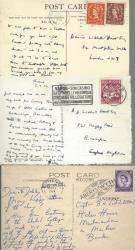 Collection of seven (7) manuscript postcards; correspondence between Captain B.H.Liddell Hart and his son Adrian.