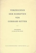 Ritter, Verzeichnis der Schriften von Gerhard Ritter.