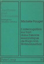 [Hugo von Hofmannsthal] Pauget, L'  interrogation sur l'art dans l'oeuvre essayi