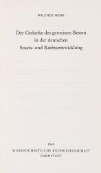 Der Gedanke des gemeinen Besten in der deutschen Staats- und Rechtsentwicklung.