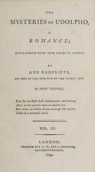 Radcliffe, The Mysteries of Udolpho.