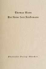 Thomas Mann / Otto Nückel  -  Der kleine Herr Friedemann [signiert]