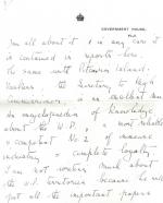 [Luke, Eight – page – Manuscript letter (MLS) to Sir Harry and manuscript evaluation of personnell at Government House (Fiji) 