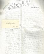 Drafted letter by Sir HArry Luke regarding his appointment in 1938 [as Governor of Fiji]. On St.James Club - stationery and with a calling card of Luke