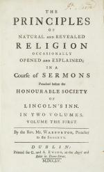 William Warburton, The Principles of Natural and Revealed Religion and Appendix 