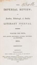 Luke Hansard, The Imperial Review ; or London and Dublin [Edinburgh] Literary Jo