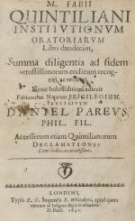 Quintilian – M. Fabii Quintiliani Institutionum Oratoriarum Libri duodecim