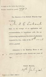 Manuscript letter by british colonial officer Claude Delaval Cobham to Harry Lukach, [later Sir Harry Luke]