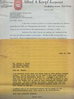 Scathing Typed Letter signed from eminent publisher Alfred A. Knopf to Philosopher Henry David Aiken