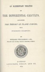 Benjamin Williamson / Richard Conner -  Inscribed Association - Copy of: "An Elementary Treatise on The Differential Calculus