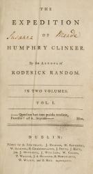 [Smollett, The Expedition of Humphrey Clinker – By the Author of Roderick Random.