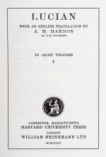 [Lucian] Lucian of Samosata. Lucian Works in Eight Volumes.