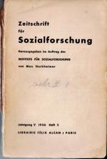 Horkheimer / Adorno - Zeitschrift für Sozialforschung [Studies in Philosophy and Social Science]