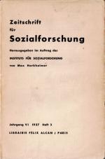 Horkheimer / Adorno - Zeitschrift für Sozialforschung [Studies in Philosophy and Social Science]