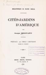 Benoit-Lévy, Cités-Jardins D’Amérique.