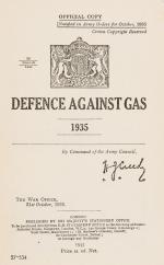 The War Office. Defence Against Gas, 1935.