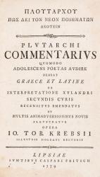 Plutarch, Plutarchi Commentarius Quomodo Adolescens Poetas Audire.